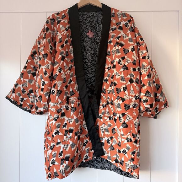 Reversible Hanten Jacket Women 154-162cm Quick-Dry Traditional Chore Warm Padded - Picture 14 of 15